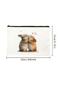 1 件兔子化妆包，轻便可折叠旅行化妆包，双面印花，多功能大容量，非常适合复活节、兔子爱好者、节日和生日礼物学校用品旅行必需品化妆包节日必需品化妆包化妆包化妆包化妆品收纳袋节日冬季豹纹腊肠狗女士礼物 - 白色 - 查看 5