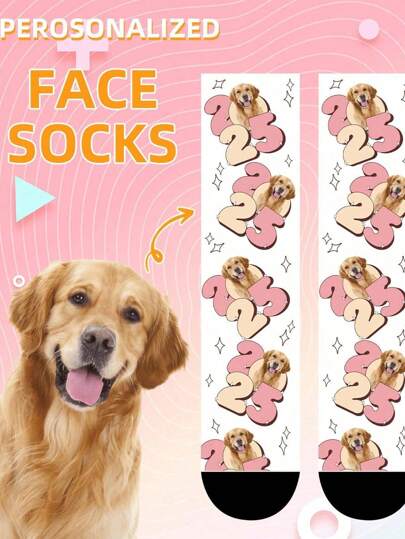 1Pair Pet Print Cute Funny Casual Socks Personalized Picture Customization