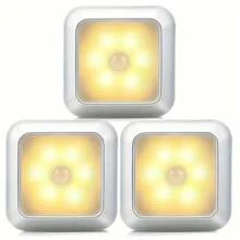 1 peça/3 peças Luz Noturna LED com Sensor de Movimento Automático, Luminária de Parede Sem Fio, Operada por Bateria, Economia de Energia, Para Escadas, Armários, Banheiro, Degraus, Quarto, Corredor, Decoração Interna
