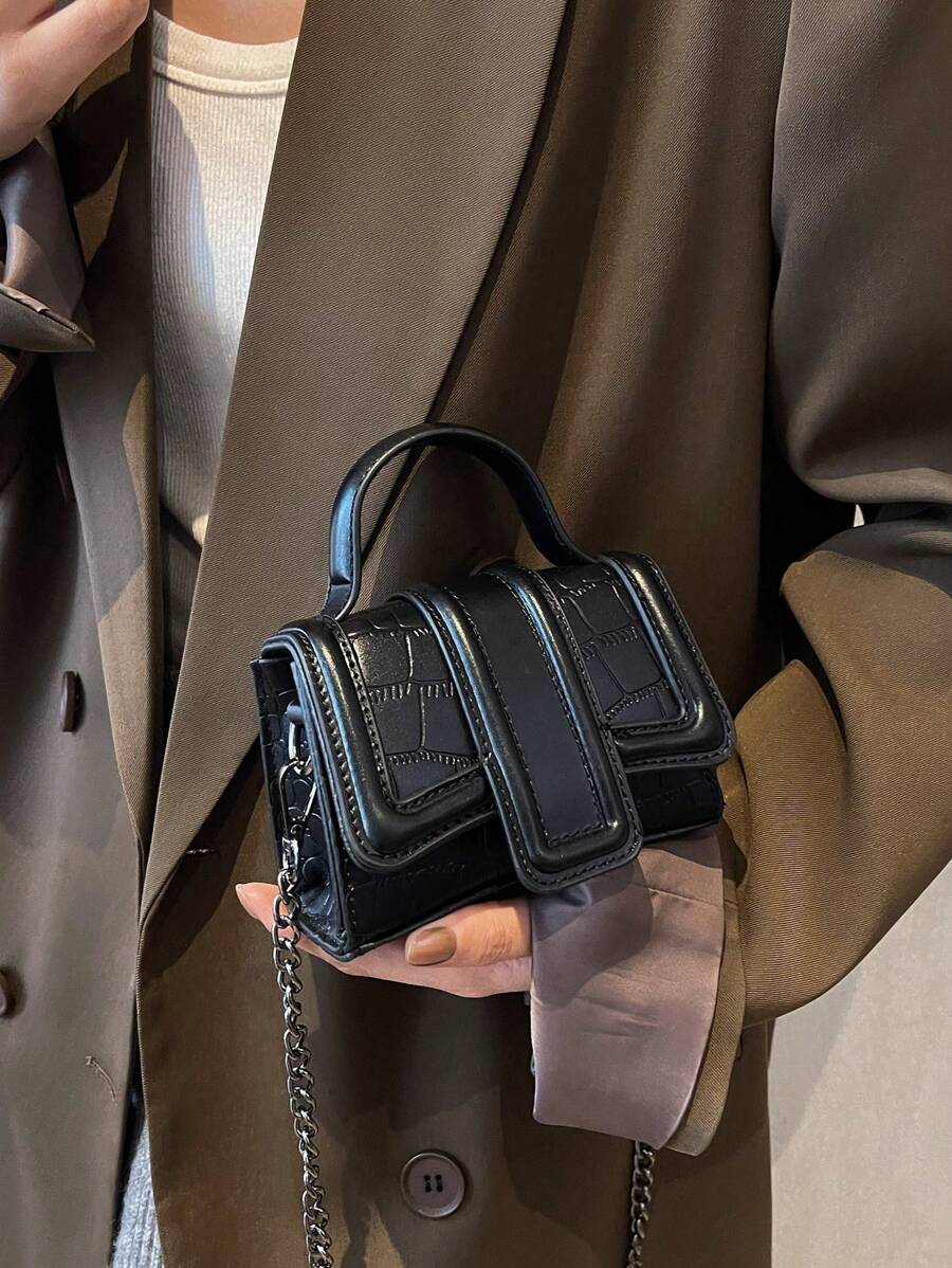 1pc Mini Fashion Crocodile Pattern Handbag With Adjustable Crossbody Chain - View 1