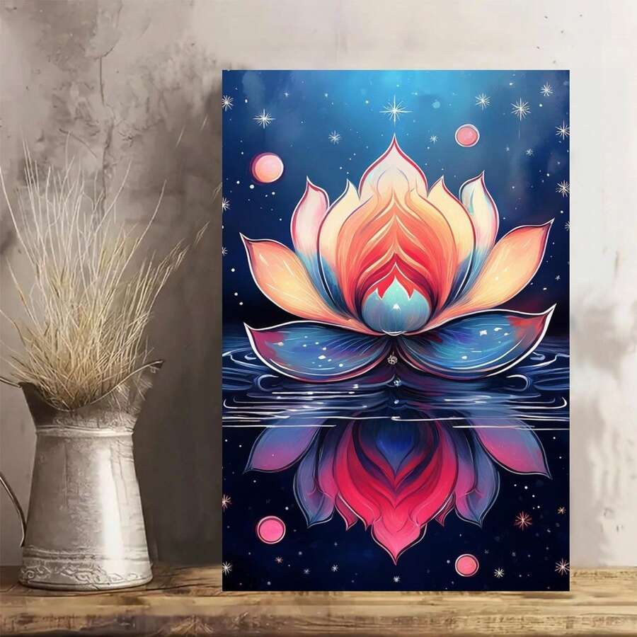 1 Pc Bright Color  Wooden Framed Canvas Painting -  Thickness 2.25cm/0.9inch,Home Gift Decoration, Room Decoration Aesthetic, Wall Decoration Art, Perfect Gift, Autumn And Winter Wall Decoration, Living Room Decoration, Bedroom Decoration, Kitchen Decoration, Entry Decoration, Bathroom Decoration, Direct Wall Painting, High Quality Wall Painting Poster - 藍色 - 查看 1