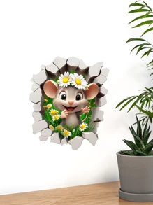 1 szt. Kreatywna naklejka ścienna 3D Mysia Dziura, Mysia Daisy Dekoracja ścienna Samoprzylepna naklejka ścienna do sypialni, przedpokoju, salonu, ganku, prezentów dekoracyjnych do domu Urodziny Ukończenie szkoły Dekoracja ścienna Dekoracja łazienkowa Dekoracja sypialni Dekoracja pokoju Rzeczy do dekoracji salonu Dekoracja domu Dekoracja domu Sztuka ścienna do salonu Naklejki na ścianę Naklejki spersonalizowane