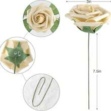25 pièces de fleurs artificielles, roses en mousse d'ivoire factices à l'aspect naturel avec tiges pour bouquets de mariage DIY, centres de table pour la douche de mariée, arrangements, décorations de tables de fête, décoration florale pour la maison