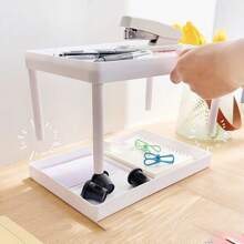 1 pieza Estantería doble de escritorio de unicolor simple estilo Ins, escritorio multifuncional para almacenamiento de papelería, apta para archivos y artículos de oficina