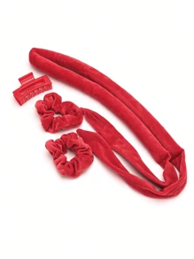 4pcs Bow Headband & No-Heat Curling Wand Set, Suitable For Home Styling DIY - Multicolor - View 9