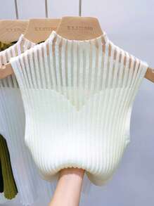 1pc Women's Black, White, Beige, Green Gray Mesh Hollow Out Mock Neck Dickey For Dress For Christmas Decor - Openwork Knit Collar - View 9