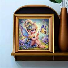 Kit de pintura de diamantes con forma especial de Mariposa hada con cristales de diamantes de imitación, decoración de arte de pared de lienzo DIY, sin marco, patrón, cristales de imitación