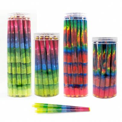 50/100 pezzi Cartine per rollare sigarette a forma di cono con motivo arcobaleno, alla moda, adatte per feste, raduni, compleanni, combustione lenta, accessori per il fumo, regali di Ognissanti e Natale