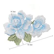 1 Paar bestickte blaue & rosa Pfingstrosenblumen Patches, zum Dekorieren von Hochzeitskleider, Hanfu
