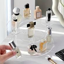 1 pieza Expositor moderno de acrílico redondo y trapezoidal para perfumes, estantería de almacenamiento de múltiples capas para cosméticos, estantería transparente de alta calidad para muestras de maquillaje, para vacaciones, playa, baño, dormitorio, gran capacidad - Multicolor - Ver 3
