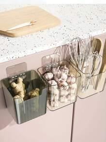 1/2pcs Fridge Organizer Baskets, Food Safe, Suitable For Garlic, Ginger, Spices Storage, Space Saving, Reusable, Washable, Wall Mounted No-Drill, Kitchen Accessories