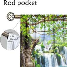 2Pcs Dreamy Waterfall Landscape Curtains 3D Digital Print Sunshade Drapes Tropical Rainforest Nature Scenery Living Room Bedroom Study Window Decoration HD Printing Set Of 2 Panels Modern Art Style All-Season Fabric Easy Clean Durable Soft Light Adjustment Create Natural Atmosphere Enhance Space Quality Green Plants White Doves Swans Pattern Wooden Ladder Waterfall Lake Forest Panorama(59x65in, 79x87in, 84x63in, 104x84in), Outdoor Curtains - 彩色 - 查看 9
