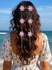 2 piezas Pasadores de cabello con cristal, borla y diseño de flor y mariposa, adecuado para uso diario como joyería para el cabello