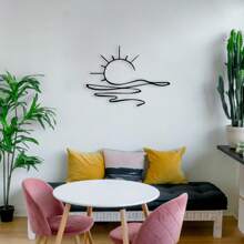 1PC Vibrant Sunrise Metal Wall Art - Chic Modern Minimalist Iron Decor, Easy-To-Hang With Wall Mounting Option - Perfect For Home Aesthetics & Unique Housewarming/Wedding Gift, Metal Wall Art Decor