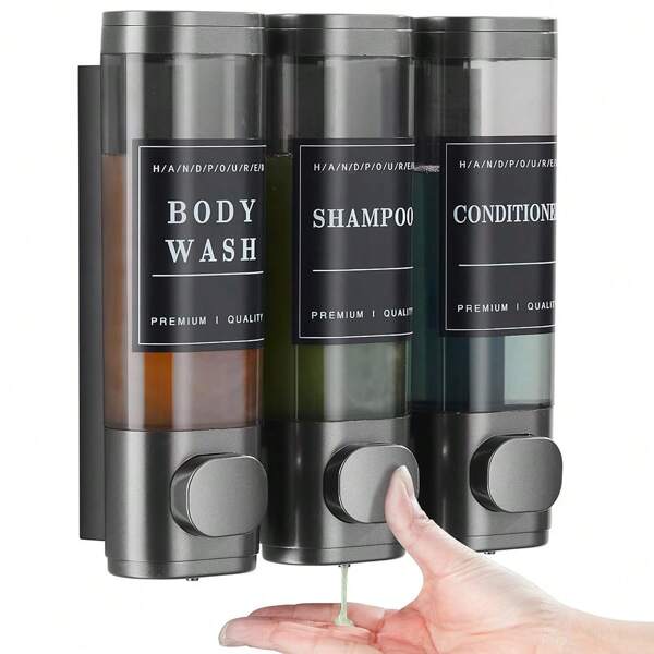 Dispenser da parete per sapone doccia da 300ml, ad alta capacità, senza foratura, per shampoo e balsamo in doccia, adatto per bagno, hotel, doccia, decorazione da bagno estiva