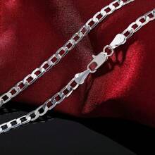 Elegante collar de cadena plateada en plata de ley de 16 a 30 pulgadas - perfecto para bodas y compromisos, material duradero para uso diario y regalo de joyería elegante para fiestas