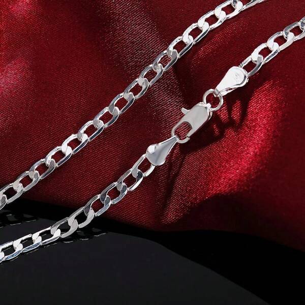 Colar elegante de corrente de prata 925 de 16 a 30 polegadas - perfeito para casamentos e noivados, material durável para uso diário e joias elegantes para presente de festa