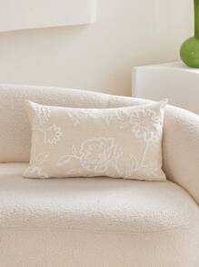 1 件米色詹姆士风格花卉和叶子刺绣装饰枕套，适合室内装饰，四季皆宜，无芯 - 米色 - 查看 7