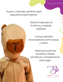 Disfraz Capibara Infantil Festival Primavera Carnaval Escuela - Multicolor - Ver 2