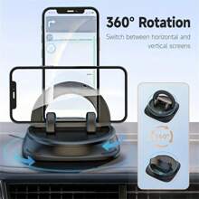 1 pieza Soporte para teléfono de coche giratorio 360°, de silicona antideslizante, compatible con Samsung y otros smartphones, sin batería, fabricado en material ABS