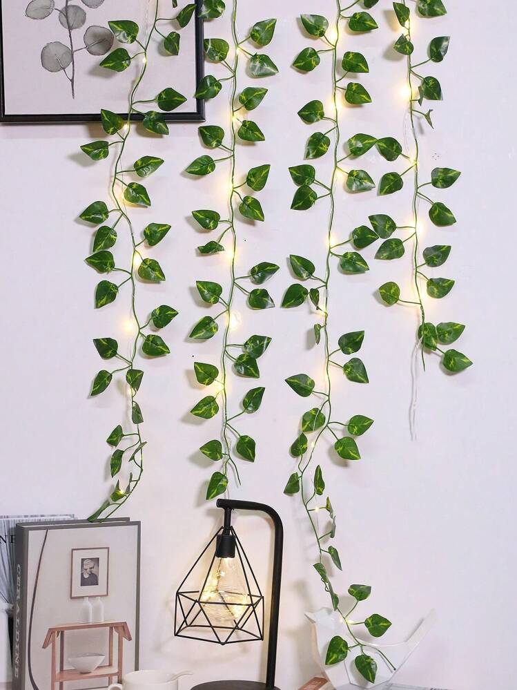 1pc 2m/6.56ft, 5m/16.4ft, 10m/32.8ft Green Dill Leaf LED String Lights, Battery Powered, Suitable For Room, Birthday, Yard, Home, Bedroom, Courtyard Decoration Wedding Decorative String Lighting (Batteries Not Included) - Green Radish Leaf Light String - View 3