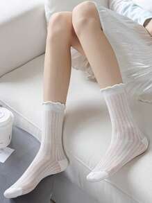 5 pares de calcetines de estilo ballet para mujeres, ideales para otoño y primavera, para combinar con zapatos tipo Mary Jane, zapatos de piel pequeños y calcetines casuales delgados de media longitud para verano - Multicolor - Ver 4