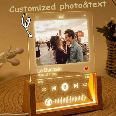 1 Đèn ngủ cá nhân hóa, đèn nhạc, đèn ngủ nhỏ LED, thích hợp cho phụ nữ, nam giới, các cặp đôi, gia đình, bạn trai, bạn gái, quà tặng sinh nhật kỷ niệm ngày lễ tình nhân tùy chỉnh cho anh ấy/cô ấy kèm chân đèn LED bằng tấm acrylic, nhiều màu sắc, dễ thương, tối giản sang trọng, dễ thương, tùy chỉnh, cá nhân hóa, độc đáo, quà tặng lý tưởng cho anh ấy, quà tặng lý tưởng cho cô ấy, bạn trai, bạn gái, gia đình, bạn bè, đèn ngủ, đèn neon, đồ gia dụng, trang trí phòng, trang trí ngày lễ, kỷ niệm, sinh nhật, đám cưới