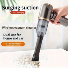 Mini Cordless Handheld Vacuum Cleaner, Car Vacuum Cleaner, Rechargeable, 3-In-1 Design With Vacuum, Blower And Manual Pump Functions, Powerful Suction, Cleaning Assistant - Grey - View 4