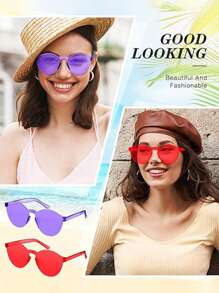 10pcs Assorted Candy Color Glasses Mixed With Round Metal Decor, Perfect For Summer Beach, Holiday Party And Outdoor Activities! - Multicolor - View 7