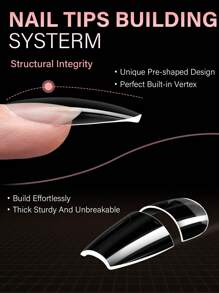Aillsa 2.0 Upgraded Soft Gel Nail Tips - Built-In C-Curve Medium Almond Full Cover Nail Extensions Ultral Thicker Acrylic Nails Tips Strong Clear 140Pcs  Pre-Sculpted Press-On Nails With Matte Underside False Nails For Flat Nails - Clear - View 6
