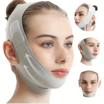Ceinture amincissante pour le visage en forme de V en graphène, masque ferme-menton en plastique réglable, respirant et réutilisable, convient aux hommes et aux femmes
