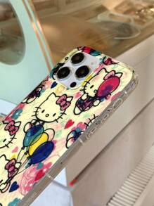 Sanrio 1 pieza Funda de teléfono transparente de TPU con diseño de Hello Kitty lindo de Sanrio, pintado con UV, antideslizante y a prueba de caídas, compatible con iPhone 16/16Plus/16Pro/16Promax, iPhone 15/15Plus/15Pro/15Promax, iPhone 14/14Plus/14Pro/14Pro Max, iPhone 13/13Pro/13Pro Max, iPhone 12/12Pro/12Pro Max, iPhone 11/11Pro Max, iPhone X/XS/XR/XS Max