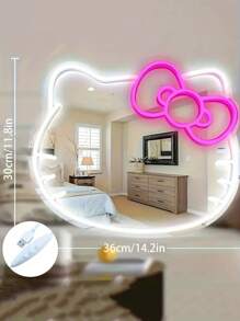 Sanrio 1 件霓虹灯 - 可爱卡通粉色小米镜面霓虹灯，梳妆台灯 USB/电池供电 LED 霓虹灯，粉色卧室墙壁装饰，适合房间、情人节派对、生日、婚礼、家居、圣诞节装饰，送女朋友、妻子、朋友、家人、爱人 - 均碼 - 查看 5