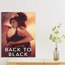Framed [Minimalist] Amy "Back To Black" Album Canvas Poster -  Music Art Wall Decor, , Aesthetic Room Decoration For Teens, Featuring Iconic Song Title, Album Cover Wall Art - Framed(框架) - 查看 3