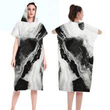 Toalha de Praia Multifuncional de Secagem Rápida e Livre de Areia, Poncho de Surf com Capuz Compacto para Adultos Homens e Mulheres, Roupa de Mergulho com Mangas Ajustáveis para Surf, Natação, Banho, Casamento, Decoração de Casa e Banheiro, Volta às Aulas