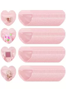 100个/50个/20个装心形首饰袋，粉色可重复密封拉链袋，可爱粉色透明零钱包，适合单身派对、婚礼季、毕业季、生日派对、迷你礼品包装……返校季 - 粉色 - 查看 2