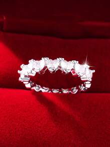1pc Sparkling Delicate Multi-Heart White Zirconia Stone Ring, Suitable For Women, Wedding, Engagement, Daily Wear