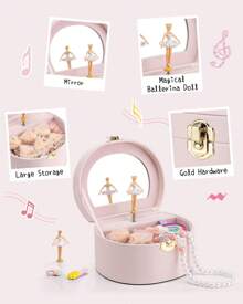Musical Jewelry Box, Ballerina Music Box, Birthday Bedroom Decoration, Light Pink - 淺粉色 - 查看 5