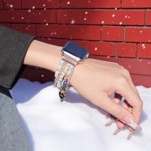 波西米亚风树脂串珠手链表带适用于 Apple Watch Ultra 2/Series 10/9/8/7/SE/6/5/4/3/2 - 可调节轻质波西米亚风格表带适用于 49/45/44/42/41/40/38 毫米女士时尚配饰 - 38-40-41-42毫米(S10) - 查看 3