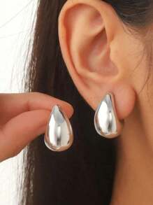 1pair 925 Sterling Silver Water Drop Shaped Women's Stud Earrings, Fashionable And Versatile Jewelry Gift For Women