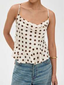 Women Dot Print Cami Tank Tops Y2K Spaghetti Strap Back Bow Tie  Slim Fit Camisole Crop Tops Sexy Backless Sleeveless Lace Up Vest Shirts Summer Going Out Tops Club Streetwear - 白色 - 查看 3