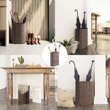 Wicker Umbrella Holder Indoor Outdoor, Decorative Hand Woven Umbrella Stand Rack For Home, Entryway Rustic Farmhouse Multipurpose Narrow Tall Basket (Brown) - 棕色 - 查看 7