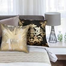LAPONO Cushion Covers Velvet 4 Packs, 45x45 Cm Square Throw Pillow Case Soft Sofa Pillowcases Modern Line Decorative With Invisible Zipper For Couch Livingroom Bedroom Home (Black White)