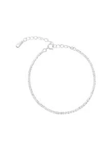 1pc Fashionable Adjustable Pure Silver Glitter Bracelet, Suitable For Women's Daily Wear | Jewelry Gift, Valentine's Day, Mother's Day Gift, Holiday Gift