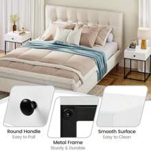 Bedside Tables Set Of 2, Modern Bedside Cabinets With Drawer And Metal Frame For Bedroom Living Room 2 White - White - View 5