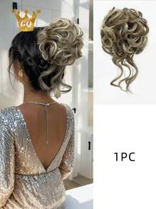 8 英寸黑色卷发包女士合成接发美丽日常假发 - 彩色 - 查看 7