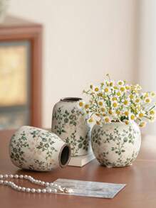 1pc Handmade Vintage Crackle Glaze Ceramic Mini Flower Vase - Rustic Farmhouse Floral Centerpiece Decor With Handcrafted Ice Crack, Bohemian Living Room Decor, Dried/Fresh Flower Display, Suitable For Living Room, Study, Office Desk, New Chinese Style Zen Soft Furnishing - Multicolor - View 4