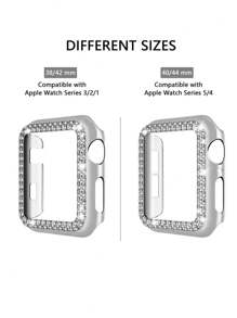 Apple Watch 表带 PC 硬壳，带闪亮水晶钻，兼容 Apple Watch 系列 1/2/3/4/5/6/SE/8/7。女性防撞保护，可选尺寸 38mm/40mm/41mm/42mm/44mm/45mm/49mm。可选颜色：黑色、金色、玫瑰金 Apple Watch 表带 - 查看 2