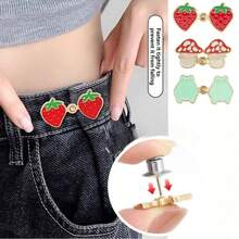2/3/4 对可爱青蛙、草莓、蘑菇弹性腰带扣可调节腰带延长器，无缝牛仔裤腰带配件，适用于连衣裙和服饰 - 彩色 - 查看 3