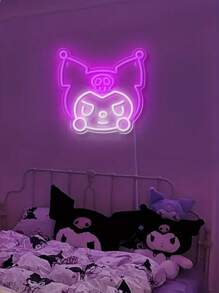 Sanrio 1pc Neon Light - Cute Cartoon Purple Mirror Neon Light, Dresser Light USB/Battery Powered LED Neon Light, Pink Bedroom Wall Decoration, Fit For Room, Valentine's Day Party, Birthday, Wedding, Home, Christmas Decoration, Send Girlfriend, Wife, Friend, Family, Lover